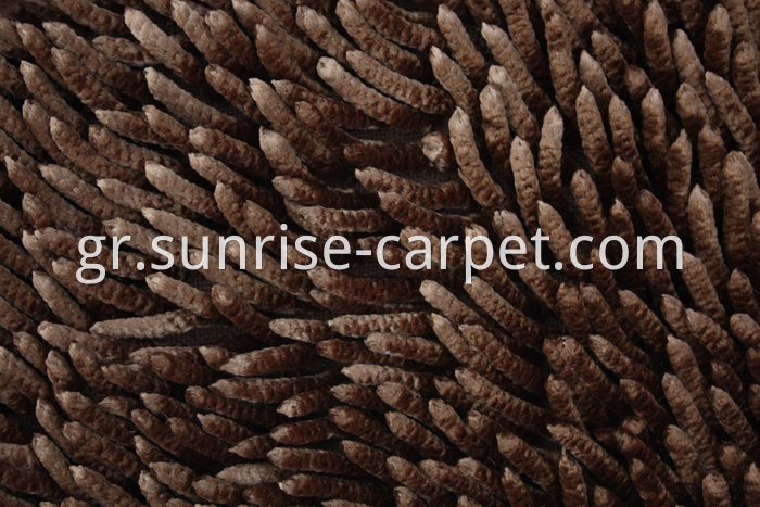 Shinning Polyester Chenille Rugs brown